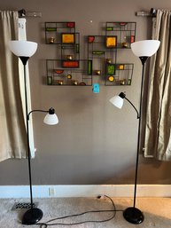 R5 Wall Art Metal With Votives.  Two Floor Lamps Plastic Shades