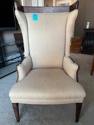 R5 Upholstered Wing Back Chair With Wood Accents 44in X 26in X  26in