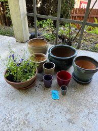 Outdoor Plant Pots, Terra Cotta, Pottery And Ceramic   Sizes Shown In Pictures Lot 2