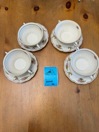 R1 Set Of Four Schlaggenwald Soup Bowls And Saucers.