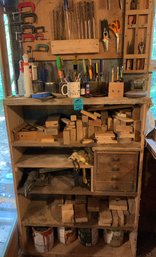 Freud Sander, Small Clamps, Scissors, Staple Gin, Assorted Wood Blocks, Assorted Small Tools