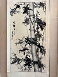 R3 Wall Hanging Scroll Asian Inspired Bamboo Image 58in X 23in
