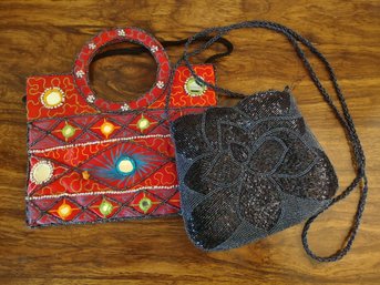 R5 Red Colorful Purse And Beaded Flower Purse
