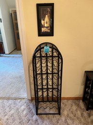 Metal Wine Rack 44in X 15.75 X  11.75in And Wall Art 16in X 9in