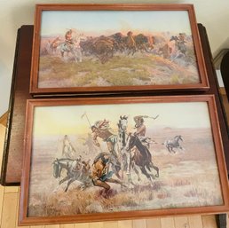 Rm1 Two Signed Artworks Depicting Native American Scenes - Artist - C.M. Russell