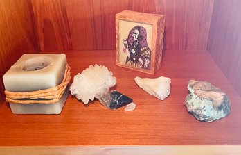 RmA4 Crushed Crystal Trinket Box, Crystals, A Candle