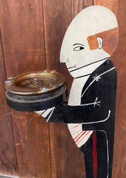 Rm00 Wood, Hand Painted Butler Presenting An Ashtray