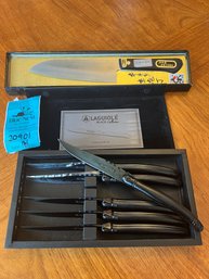 R2 Laguiole Black Collection 6 Piece Knife Set And Japanese Knife In Original Box