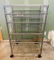 RmA1 Rolling Metal Cart With Sliding Baskets