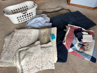 R5 Bath Mats, Unfinished Small Quilt, Twin Sheets, Queen Coverlet With Shams, Laundry Basket