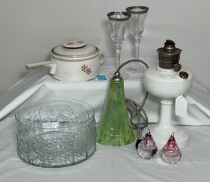 Denby Gypsy One Quart Casserole, Mikasa Crystal Palatial Platinum Stemware, Finn Glass Bowl, Aladdin