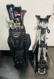 F1 Gold Clubs In Bag Including Big Bertha Brand  With Accessories And A Sun Mountain Speed Cart With Manual