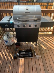 R00 Char Broil Propane Grill With Accessories, Cover  And Propane Tank