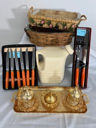 Universal Cambridge Water Pot, Turkish Coffee Set With Tray, Two Oyrex Dishes With Carriers, Laguiole Knives