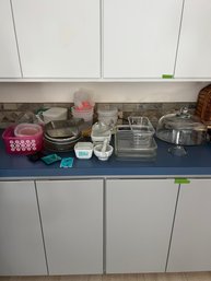 Pyrex Glass Pans, Glass Domed Cake Keepr, Plastic Food Storage, Bread Pans, Pie Pans, Glass Juicer,