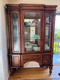 China Hutch. Mirror Back Glass Shelves. Wired For Lighting
