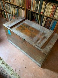 Vintage Wood Trunk With Hinged Lid