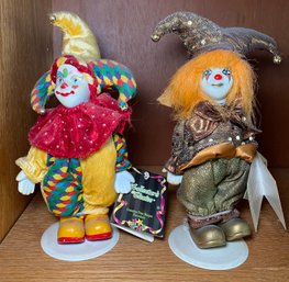 R5 Collectors Choice Genuine Fine Bisque Porcelain Clown Jester Doll, And A Reco Tommy The Clown