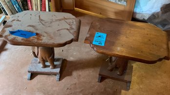 2 Wooden Elephant Tables