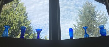 R4 Lot Of Decorative Blue Glass Vases