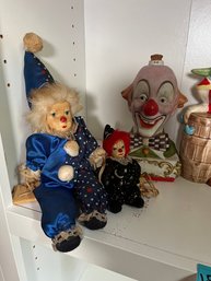 RM9 Lot Of Clowns Glass And Dolls