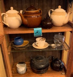 Teapots, Metal Kettle, Spode Teacup And Saucer, Ceramic Sugar Holder