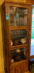 Wood Display Cabinet With Glass Doors