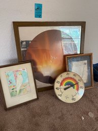 Framed Mirror Art, Rainbow Thermometer, Wall Frame, Parrot Picture