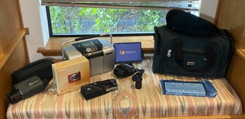 R2 Camera Lot To Include Epson PictureMate With Western Pack Bag, Canon PowerShot A3100 IS, Night Owl Optics