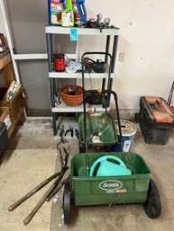 Scotts Spreaders, Sprinkler, Garden Hand Tools, Terra Cotta Pot, Plastic Shelving