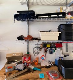 R14 Garage Lot To Include Various Items Such As Screws And Organizer, Skilsaw Blades, Sears/Craftsman E-Z Fix,