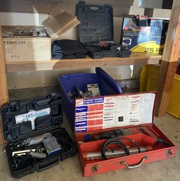 R14 Garage Style Lot To Include A Dremel, Milwaukee Heavy Duty Sawzall, Speedway Series Power Drill And Others