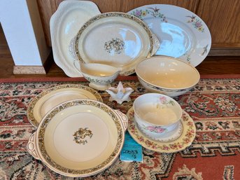 R2 Collection Of Vintage China Serving Pieces. Platters, Bowls, Gravy Boat.   Names Include: Pareek Johnson Br