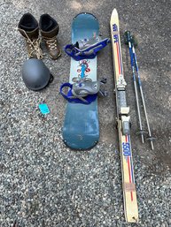 R0 Rossignol Strato R 151 Snow Board, K2 5500 Experience Skis, Ski Poles, Helmet And Freedom Boots Size 10