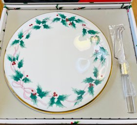 RM1 Mikasa Bone China Ribbon Holly Christmas Cheese Plate