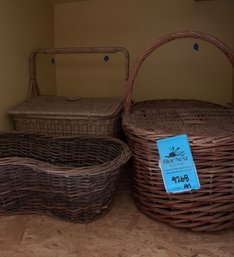 Large Picnic Basket, Large Double-sided Picnic Basket, Basket, Paper Plates, Woven Plate Holders