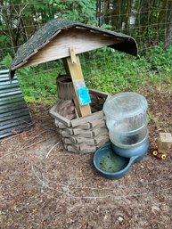 Decorative Wood Wishing Well, Dog Watering Bowl, Hummingbird Feeder, Outdoor Utility Mat