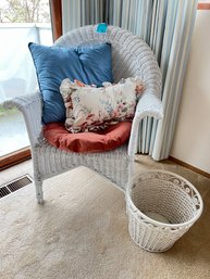 R7 Wicker Armchair Includes Cushions  Pillows And Wicker Wastebasket
