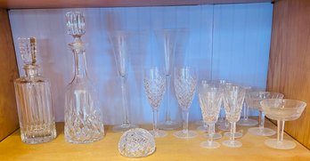Rm2 Waterford Decanter And Various Cocktail Glassware
