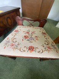 Antique Vanity Chair & Gothic Style Hand Carved Wood Chair