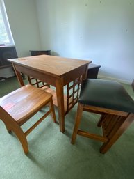 Mission Style Table With Two Chairs