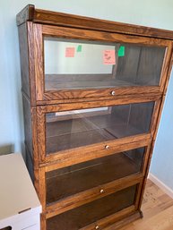 Library Cabinet With Glass Doors & Mirrored Back