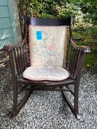 R12 Wooden Rocking Chair With Fabric Back