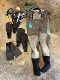 R0 Chest Waders, Swim Flippers, Snorkels And Masks