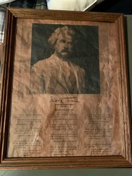 Assorted Artwork, Framed Pressed Leaf And Flower Art, Vintage Degree, Mark Twain Portrait