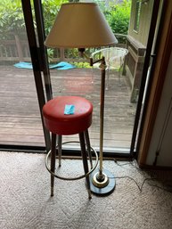 Vintage Bar Stool 31in Tall.  Swing Arm Floor Lamp 55in Tall