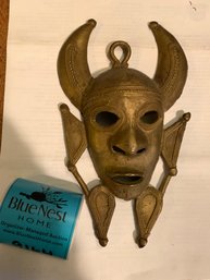 Carved Brass African Tribal Mask (Lot 2 Of 2)