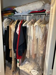 R5 Closet Lot To Include Clothes And Linens From Brands Such As London Fog, Herman Kay, MDP Designs