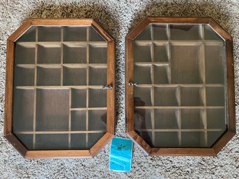 R8 Two Curio Hinged Frame Shadow Boxes 15in X 11.75in X2in