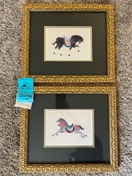R8 Two Pieces Embellished Horses Artwork 15in X 13in